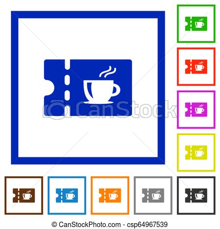 450x470 Coffee House Discount Coupon Flat Framed Icons Coffee House