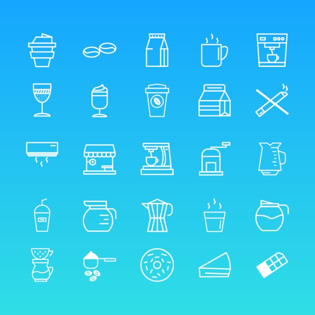 640x640 Coffee Outline White Icon Pack Template For Free Download