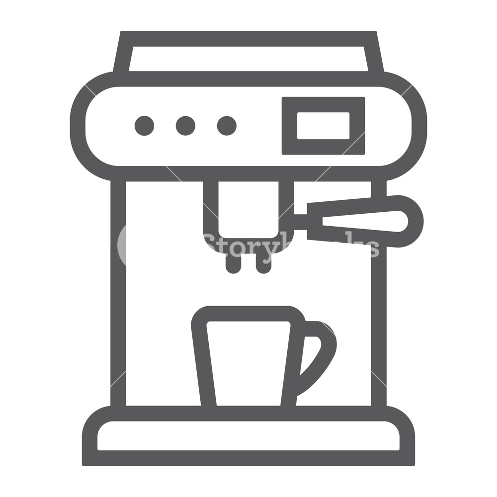 1000x1000 Coffee Machine Line Icon, Appliance And Kitchen, Coffee Maker Sign