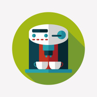 200x200 Coffee Machine Flat Icon With Long Stock Vector