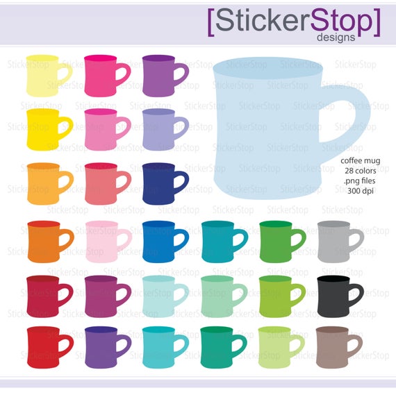 570x569 Coffee Mug Icon Digital Clipart In Rainbow Colors Instant Etsy