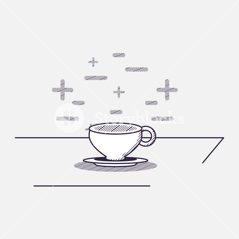 1000x1000 Coffee Mug Icon Over White Background, Sketch Design Vector