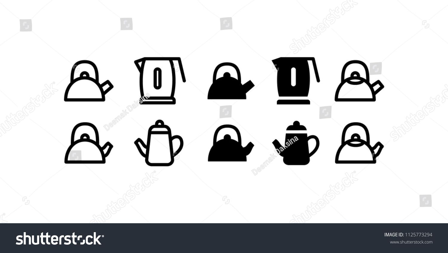 1500x850 Kettle Icon Set Kettle, Kitchen, Hot, Water, Tea, Drink, Teapot