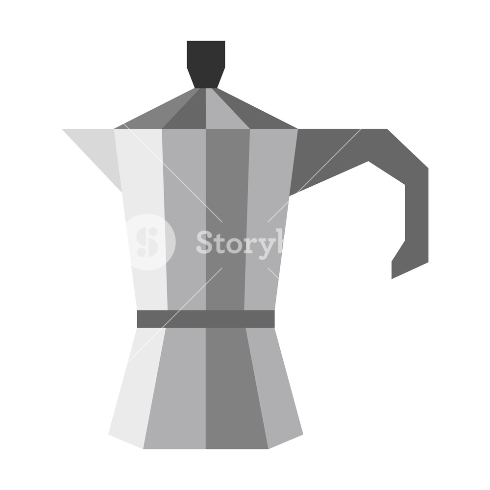 1000x1000 Steel Coffee Pot Icon In Flat Style On A White Background Royalty