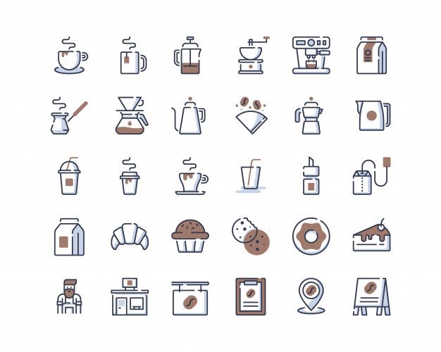 626x500 Color Line Coffee Shop Icons Premium Vector Insta Shop Icon