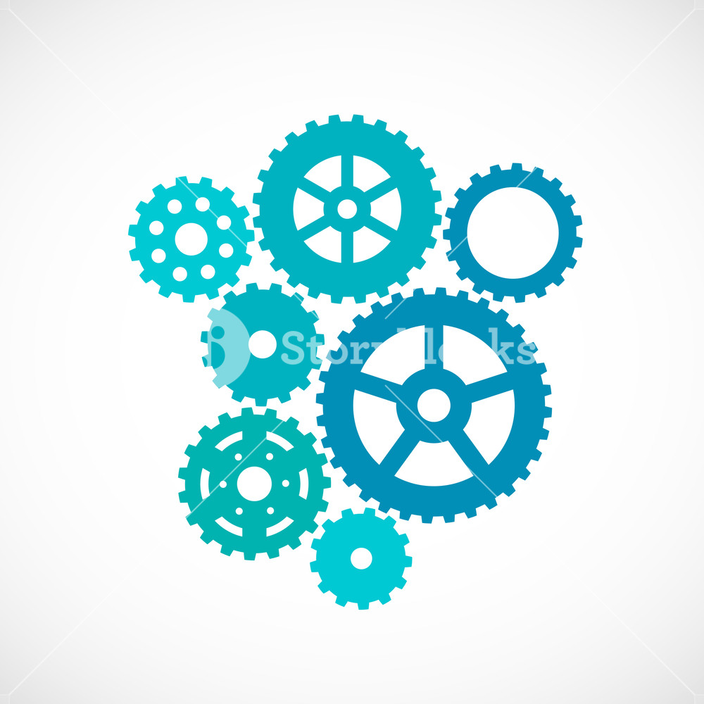 1000x1000 Gears Set Cogwheel Icon Background With Connected Gears Vector
