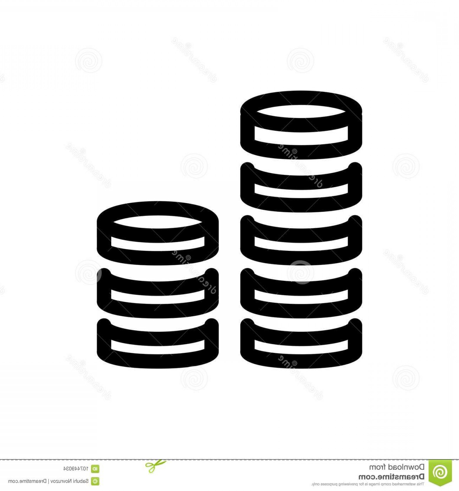1560x1668 Coin Stack Vector Icon Black White Money Illustration Outline