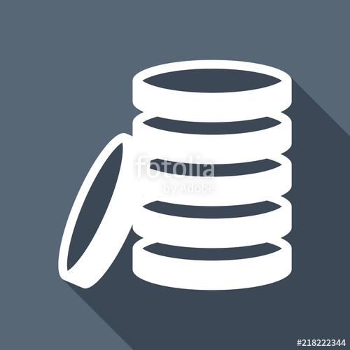 500x500 Coin Stack Icon White Flat Icon With Long Shadow On Background