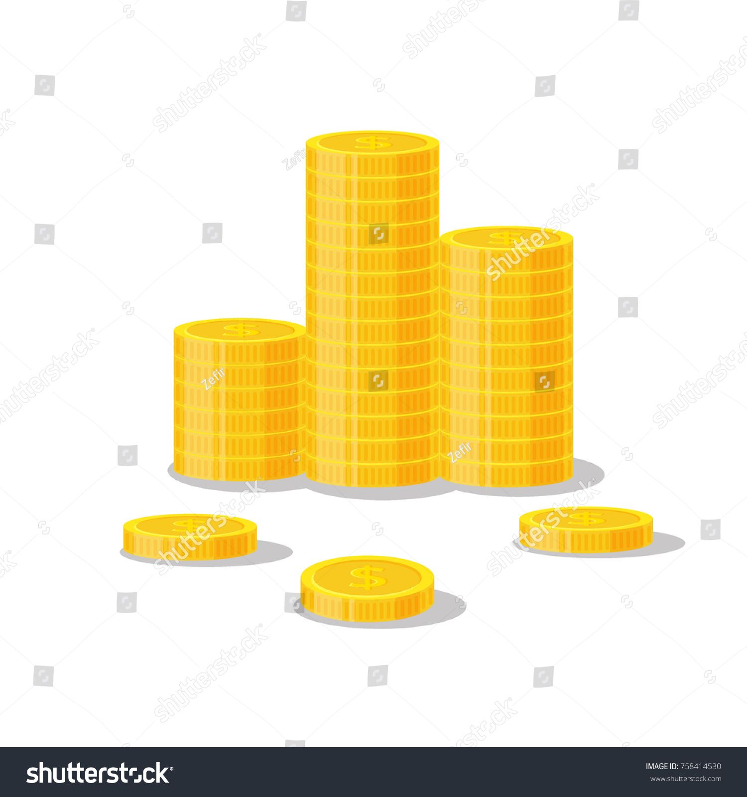 1500x1600 Coins Stack Vector Illustration, Icon Flat Finance Heap, Dollar