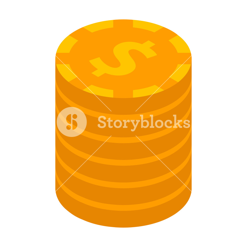 1000x1000 Dollar Coin Stack Icon Isometric Of Dollar Coin Stack Vector Icon