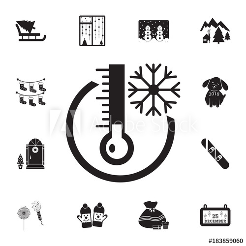 500x500 Cold Weather Thermometer Icon Set Of Elements Christmas Holiday