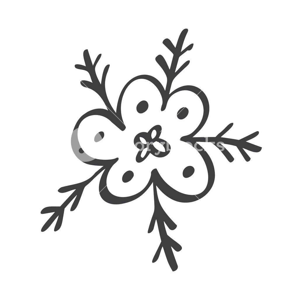 1000x1000 Scandinavian Handdraw Snowflakes Sign Winter Design Element