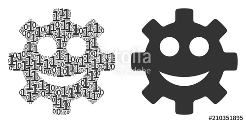 500x251 Gear Smile Smiley Collage Icon Of Zero And Null Digits In Variable