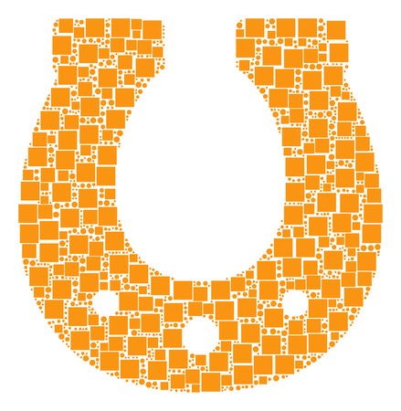 439x450 Horseshoe Collage Icon Of Rectangles And Spheric Dots In Different