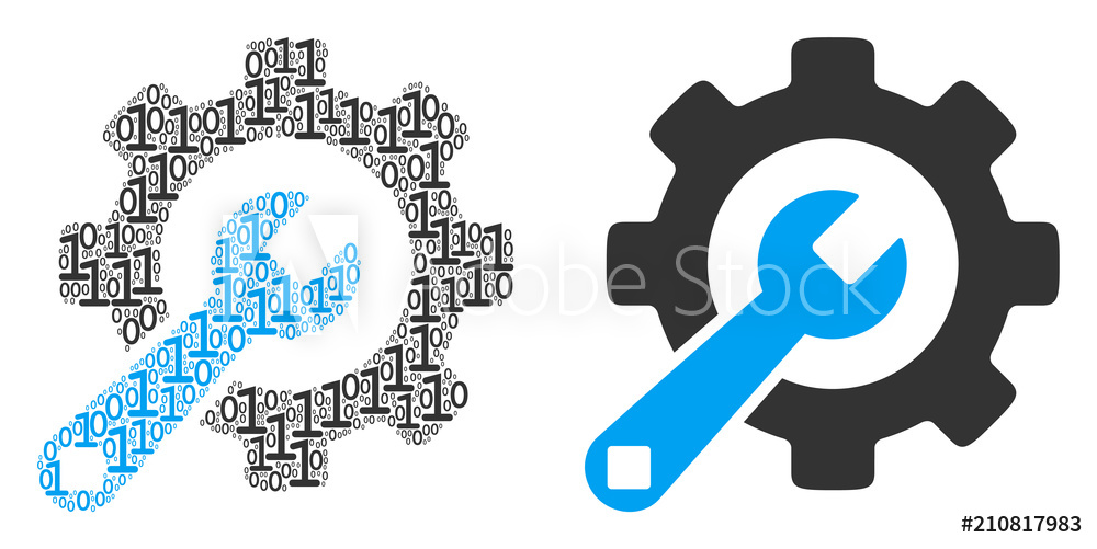 1000x501 Photo Art Print Service Tools Collage Icon Of One And Zero