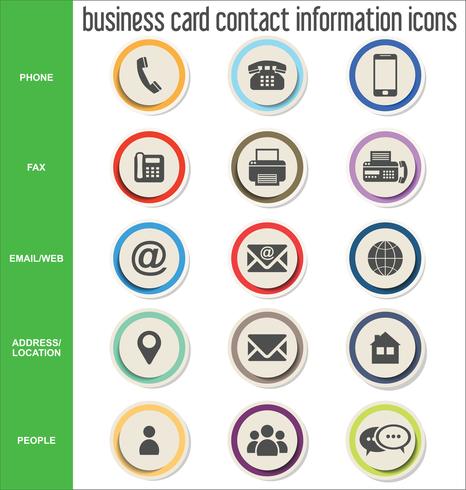 466x490 Business Card Contact Information Icons Collection