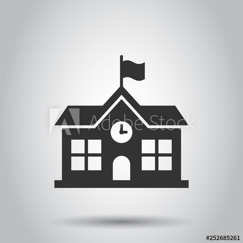 School Building Icon In Flat Style College Education Vector 500x500 School Building Icon In Flat Style College Education Vector