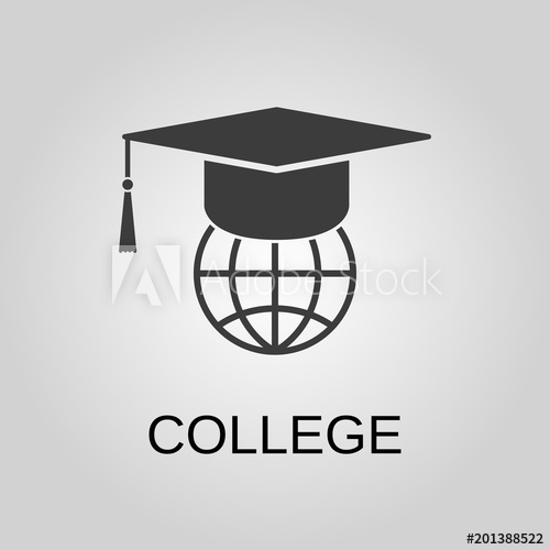 500x500 College Icon College Symbol Flat Design Stock
