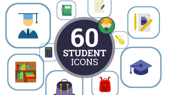 590x332 Icons Pack Student University College Flat Animated Icons