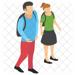 256x256 College Students Icon Of Isometric Style