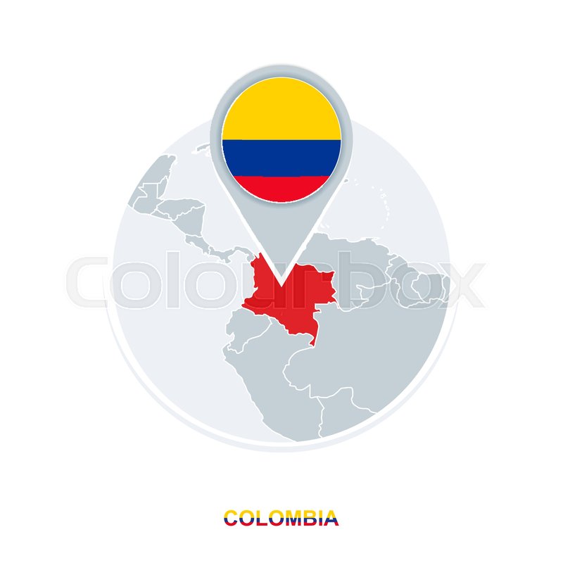 800x800 Colombia Map And Flag, Vector Map Icon Stock Vector Colourbox