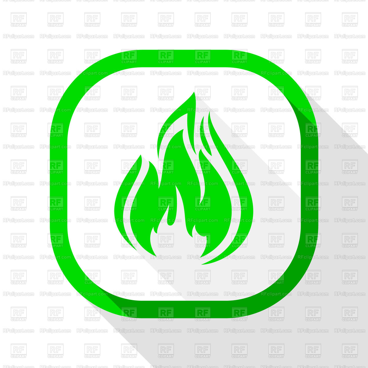 1200x1200 Fire Flame Green Color Icon With Shadow On A Rounded Square Button