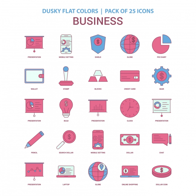 640x640 Business Icon Dusky Flat Color Vintage Icon Pack, App, Black