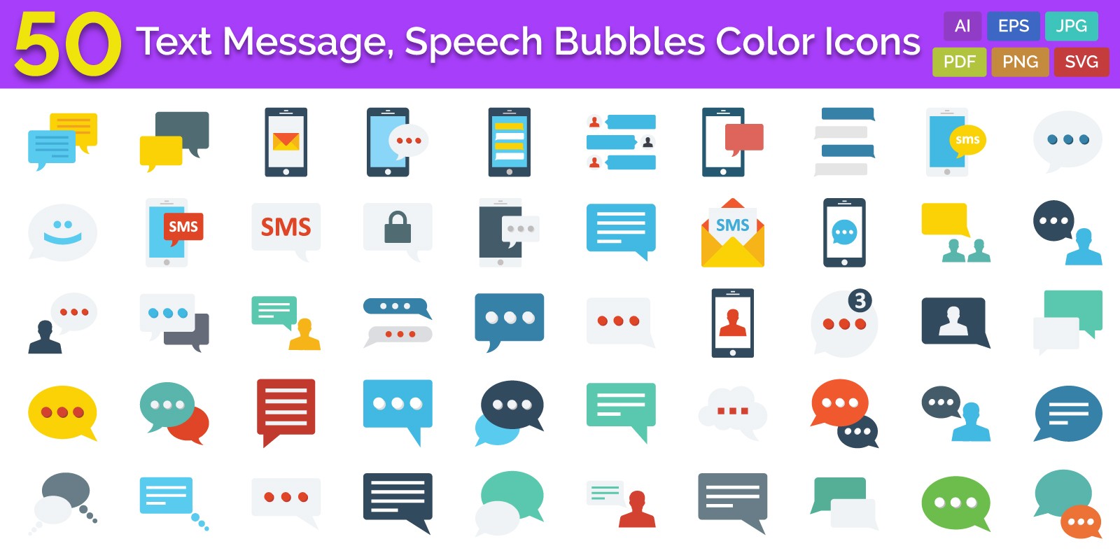1600x800 Text Message Speech Bubbles Color Vector Icon Codester