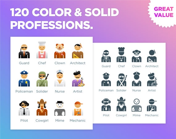 570x452 Professions Icons Job Icons Work Icons Color Icons Etsy