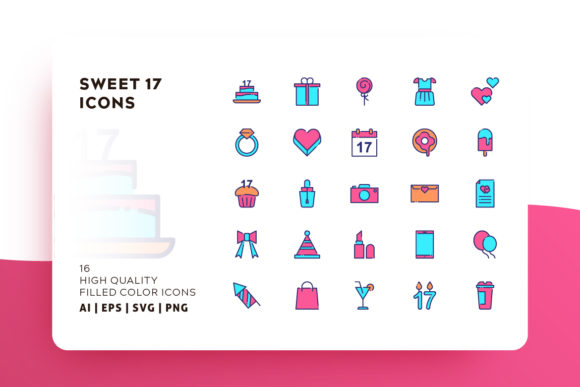 580x387 Sweet Filled Color Icon Pack Graphic