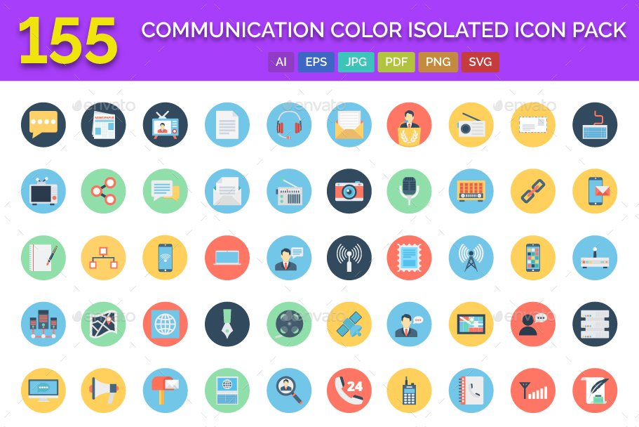 911x608 Communication Color Isolated Vector Icon Pack