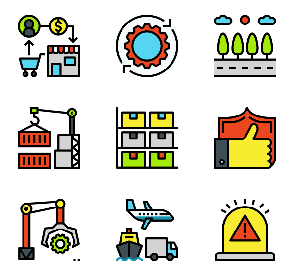 600x564 Manufacturing Industry Color Icon Packs