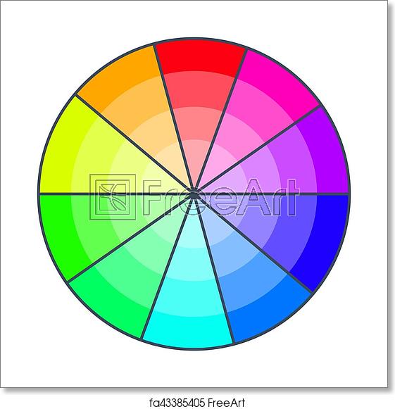 561x581 Free Art Print Of Color Wheel With Shades Icon, Cartoon Style