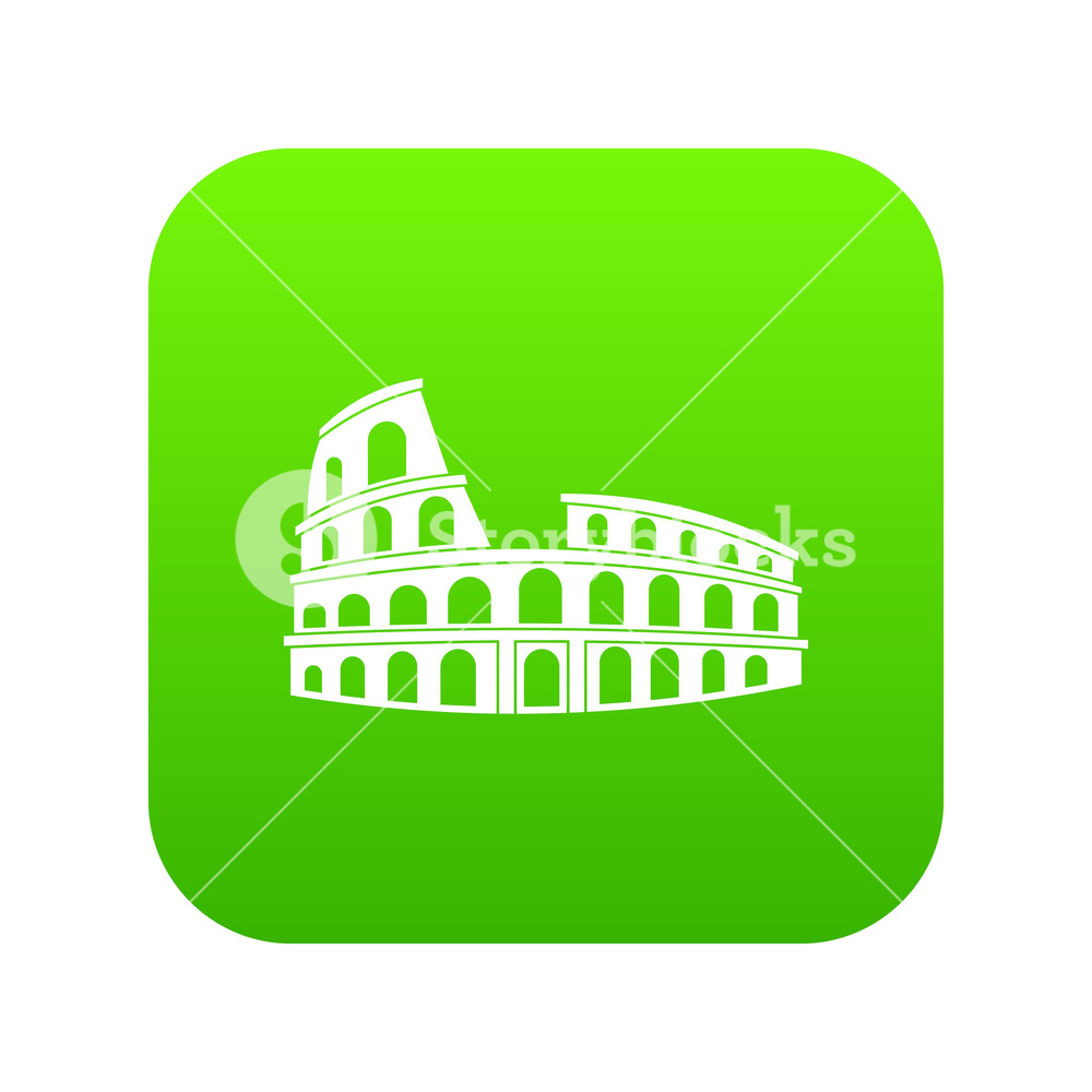 1000x1000 Roman Colosseum Icon Digital Green For Any Design Isolated