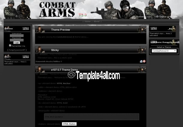 610x422 Black Combat Arms Theme Template