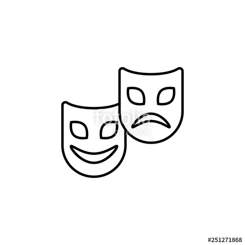 500x500 Mardi Gras, Comedy And Tragedy Masks Icon Simple Thin Line