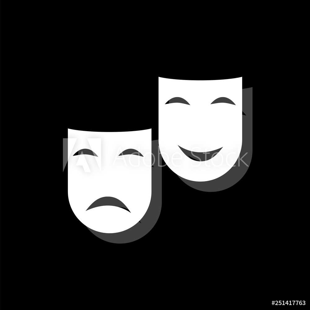 1000x1000 Photo Art Print Comedy And Tragedy Theatrical Masks Icon Flat