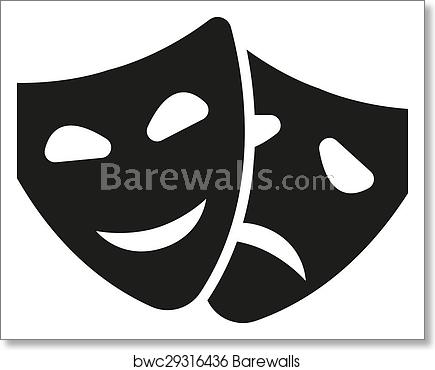 435x370 The Theater And Mask Icon Drama, Comedy, Tragedy Symbol Flat