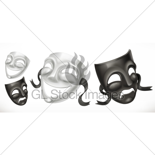 500x500 Theatrical Masks Comedy And Tragedy Vector Icon Gl Stock Images