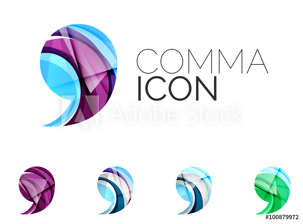 1000x739 Photo Art Print Set Of Abstract Comma Icon, Business Logotype