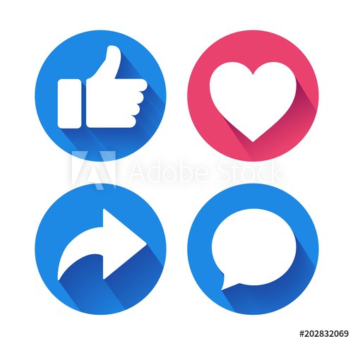 500x483 Thumbs Up And Heart Icon With Repost And Comment Icons On A White