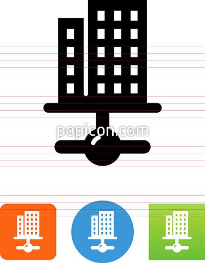 400x513 Commercial Building Network Connection Icon