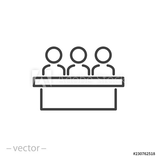 500x500 Jury Group Committee Icon, Jurors Linear Sign On White Background