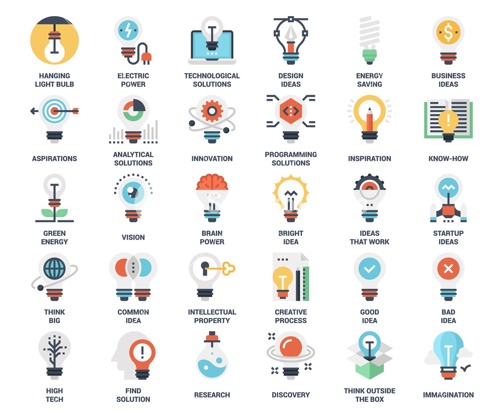 1000x815 Vector Set Of Light Bulbs Flat Line Web Icons Each Icon