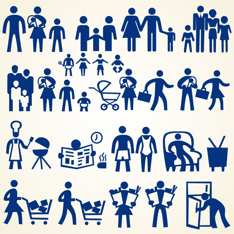 766x766 Family Icons Community Center In Silhouette Vector