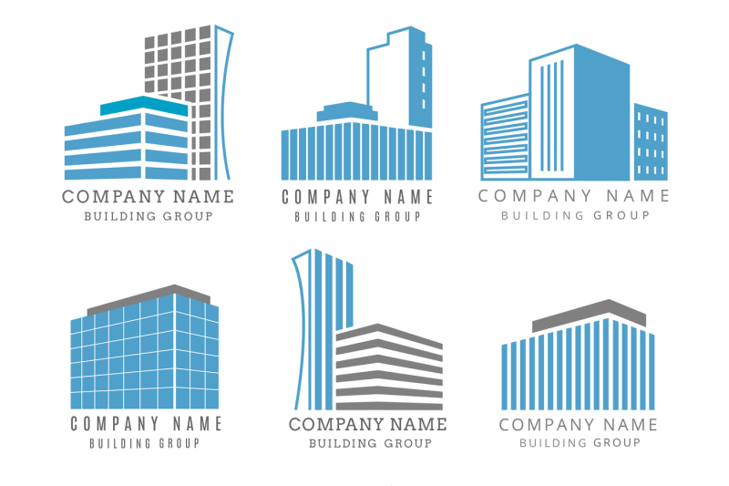 800x533 Real Estate, Construction Business Logo Set With Vector Buildings