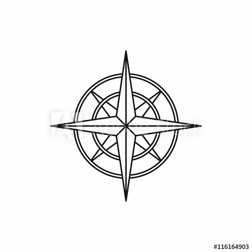 500x500 Ancient Compass Icon In Outline Style Isolated Vector Illustration
