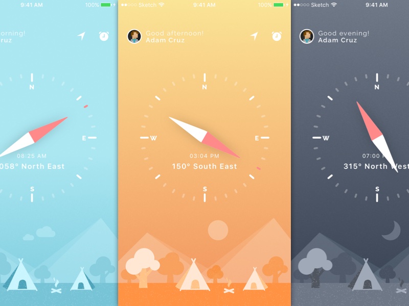 800x600 Compass Ui And Iphone Wallpapers Sketch Freebie