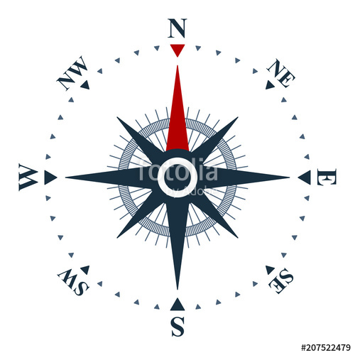 500x500 Compass Rose Icon, Wind Rose And Navigation Symbol Stock Image