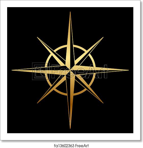 561x581 Free Art Print Of Vector Gold Compass Rose Icon Freeart